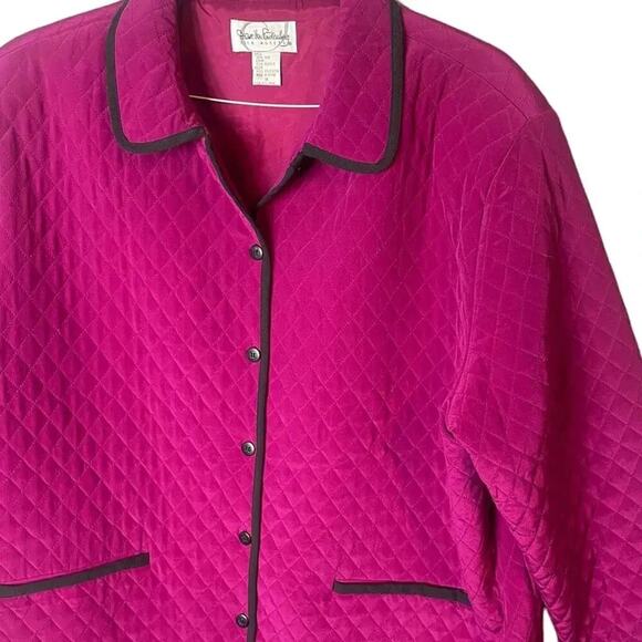 Diane von Furstenberg Women’s Plus Sz 1X Quilted Jacket Pink Silk Assets - Picture 2 of 6